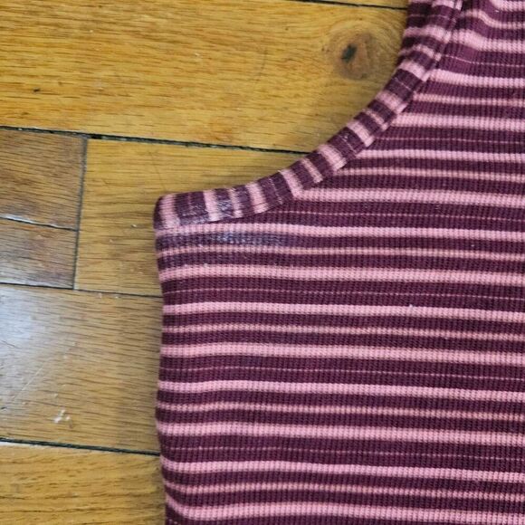 Marine Layer Lexi Rib Daytime Midi Dress Eclipse Auburn Stripe Fitted Size L - Picture 3 of 8